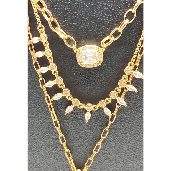 Bomb Party Luxe Layer Rose Gold Tone Rose Quartz & CZ Necklace - Picture 3 of 5